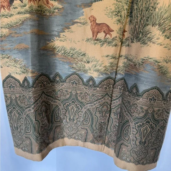 Lauren Ralph Lauren Vintage Tan Scenic Print Wrap Maxi Skirt 12 - Picture 5 of 11